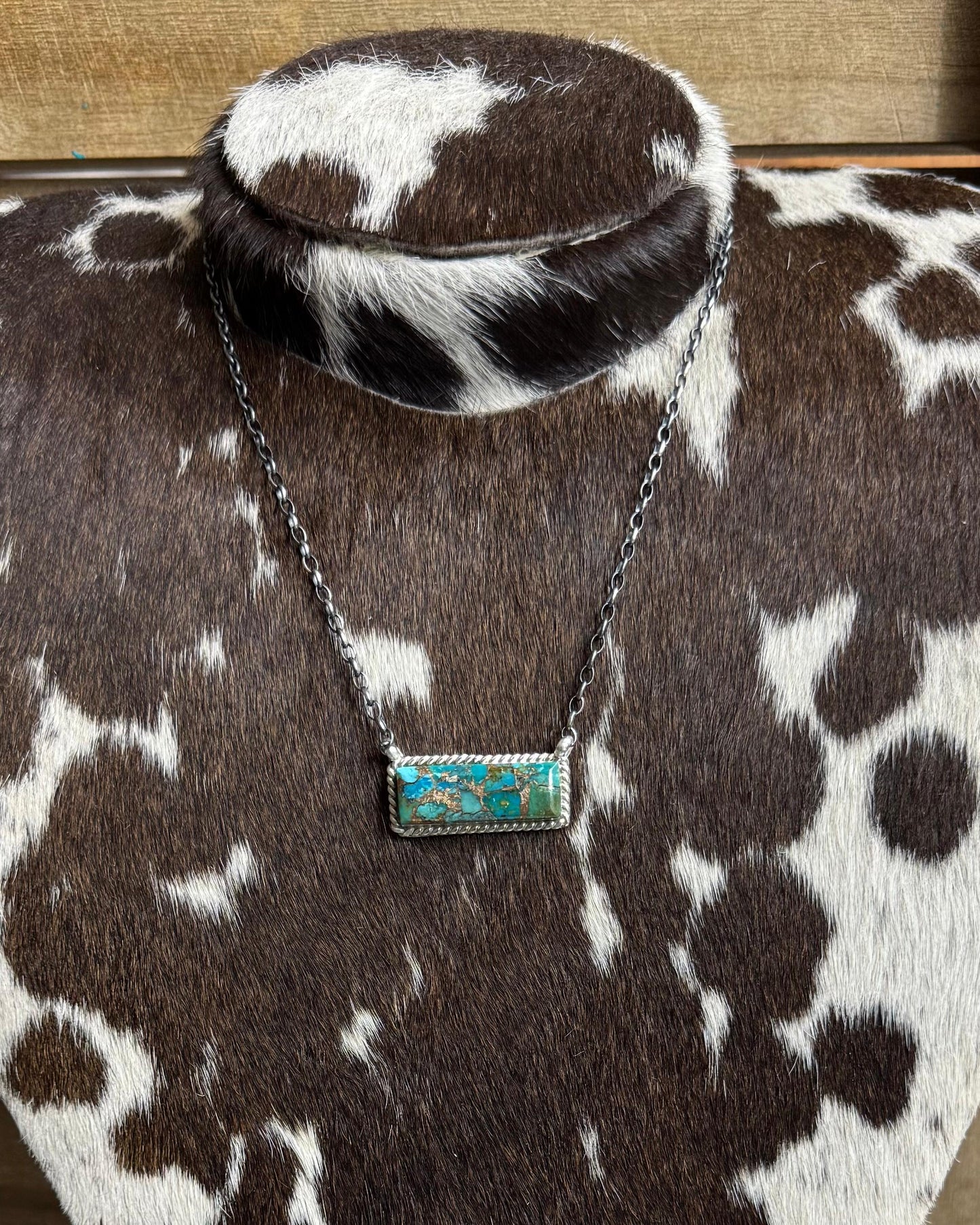 17" Turquoise Copper Bar Necklace *Native