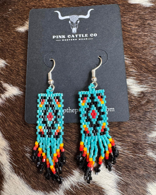 Seed Bead Fringe Earrings *Native