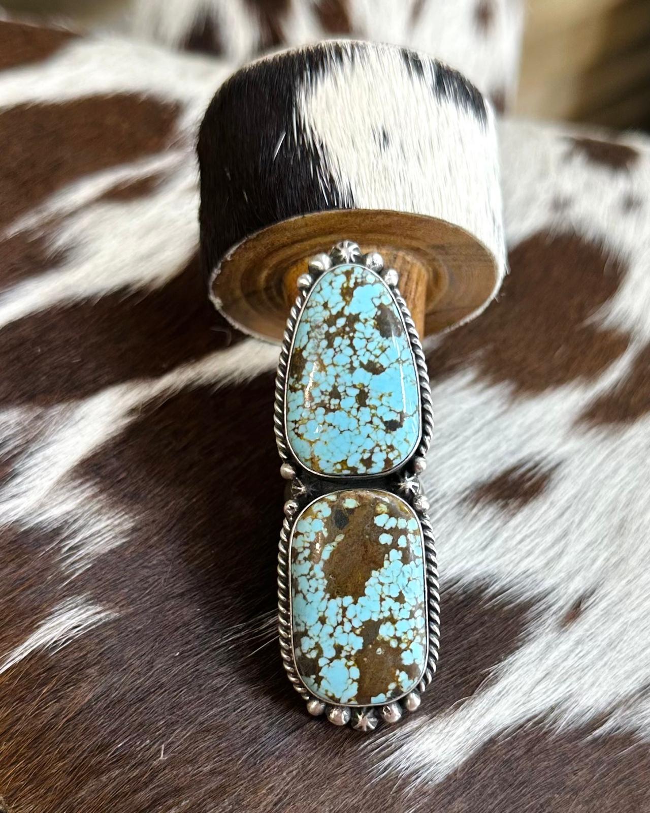 Eugene Belone #8 Adjustable 2 Stone Ring *Native