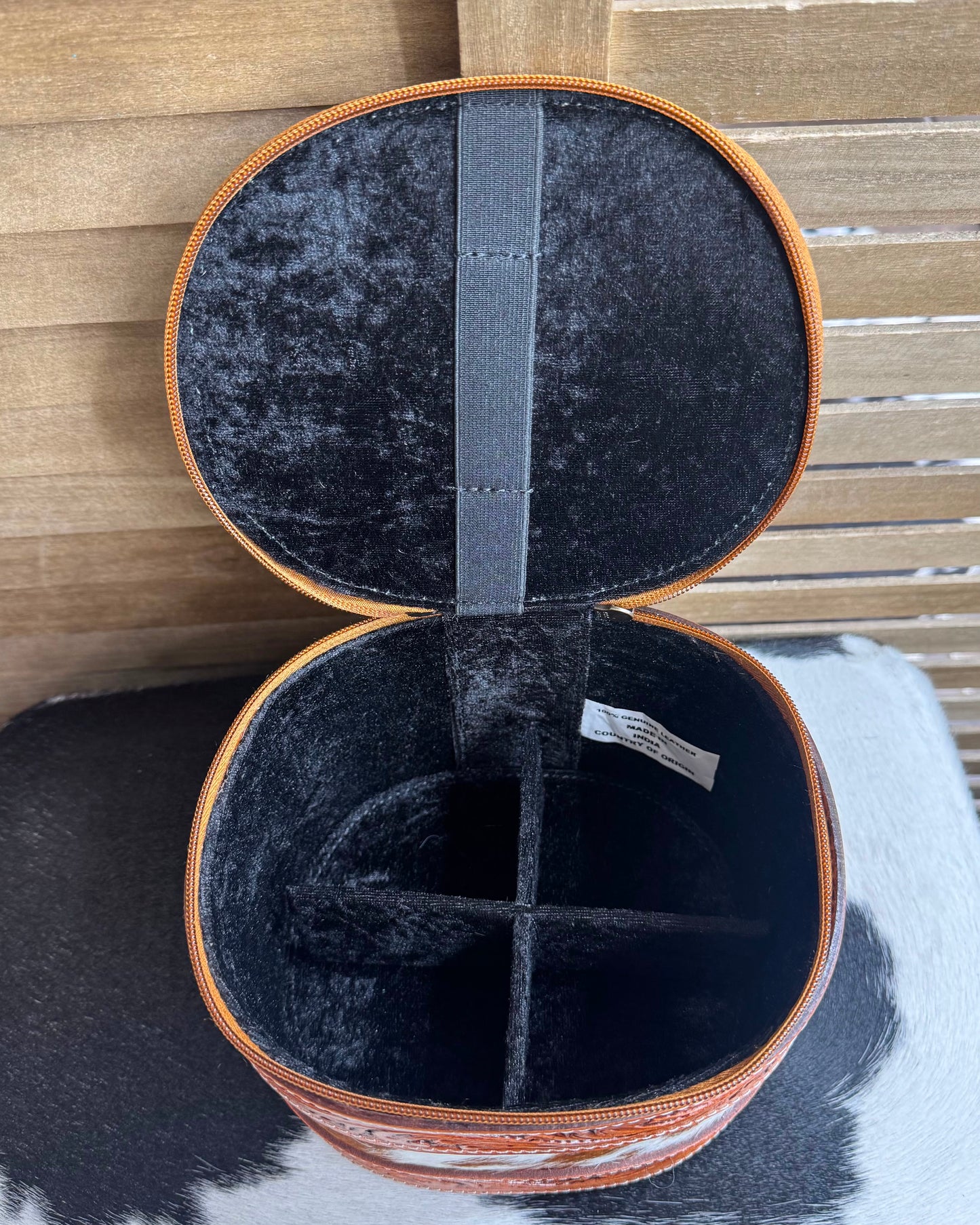 Brown Tooled Cowhide Jewelry Box