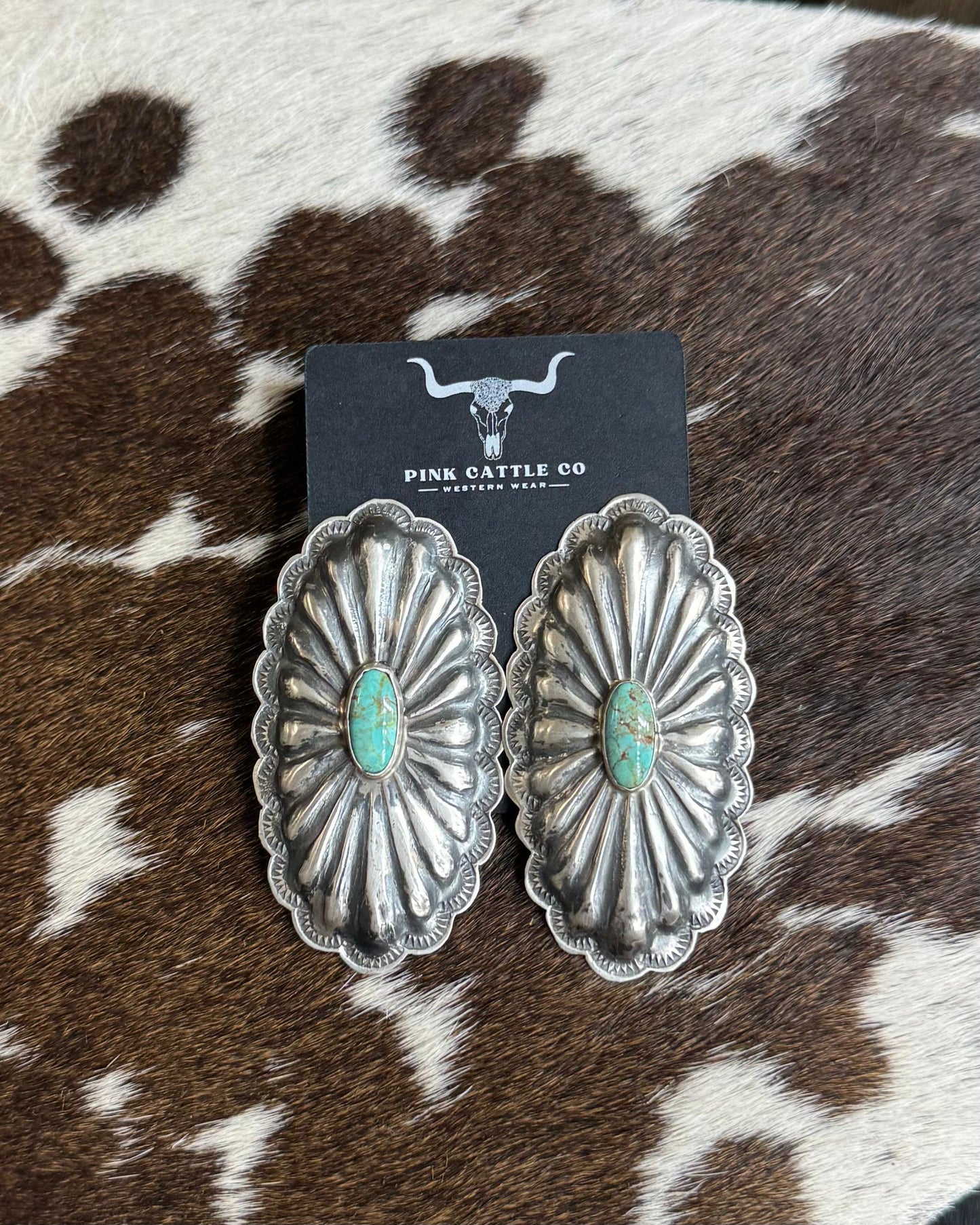 Rita Lee Webbed Kingman Concho Earrings *Native