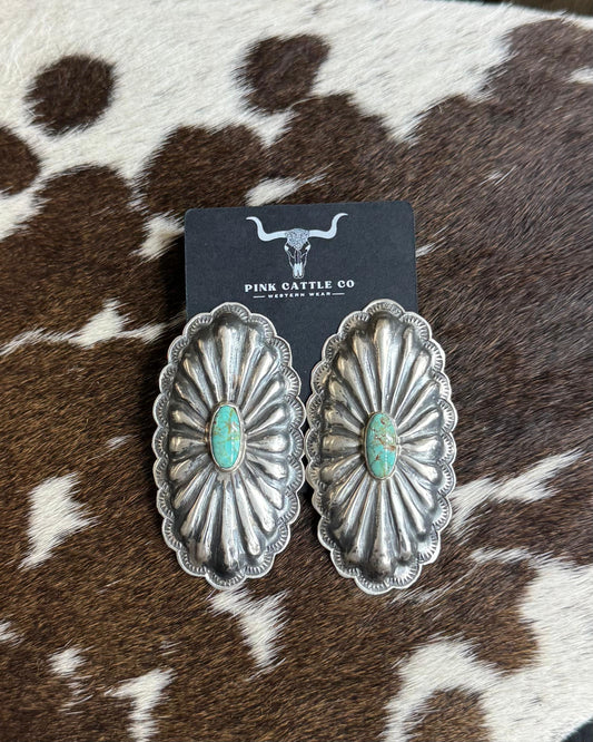 Rita Lee Webbed Kingman Concho Earrings *Native