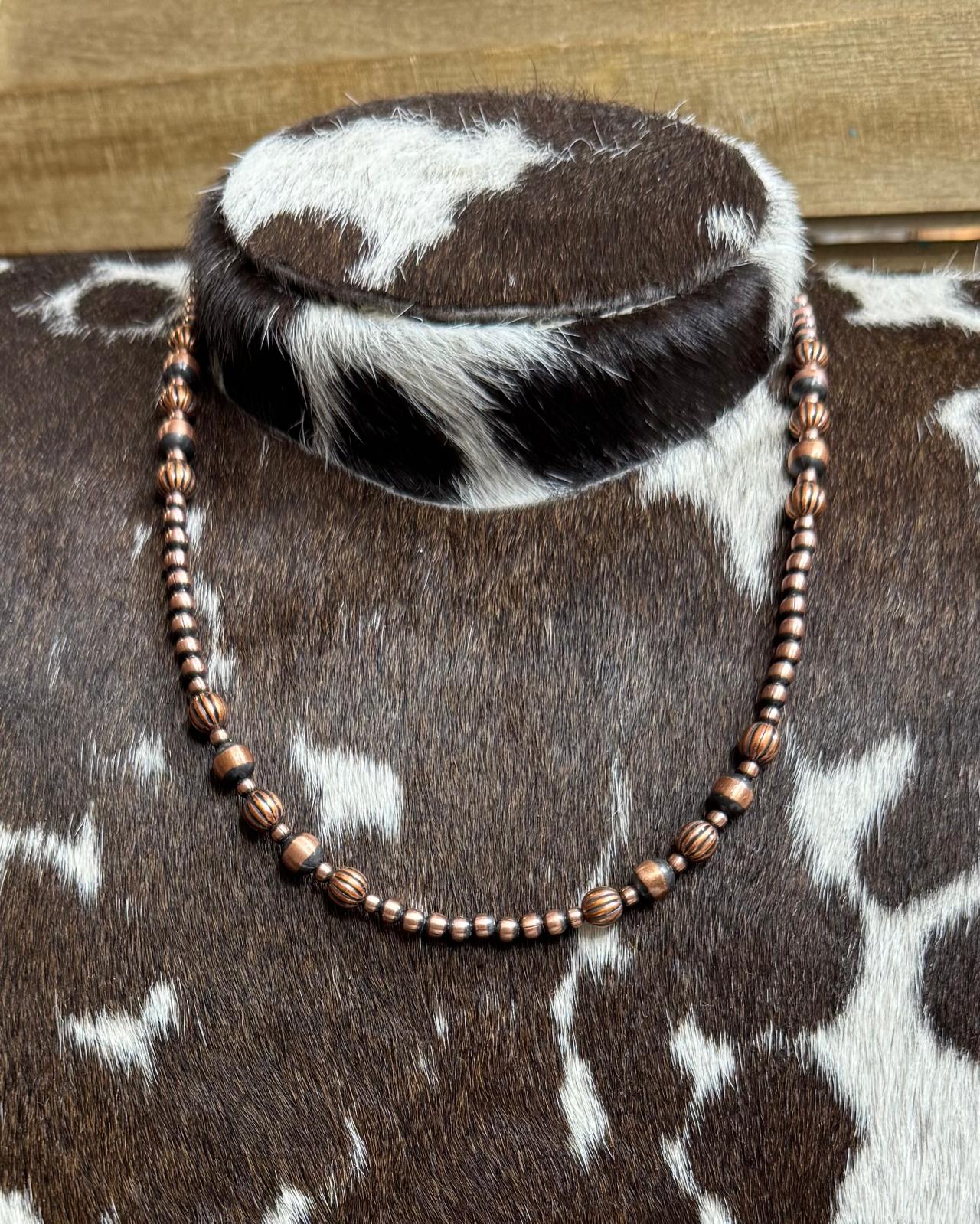 16" Multi Copper Pumpkin Bead Necklace