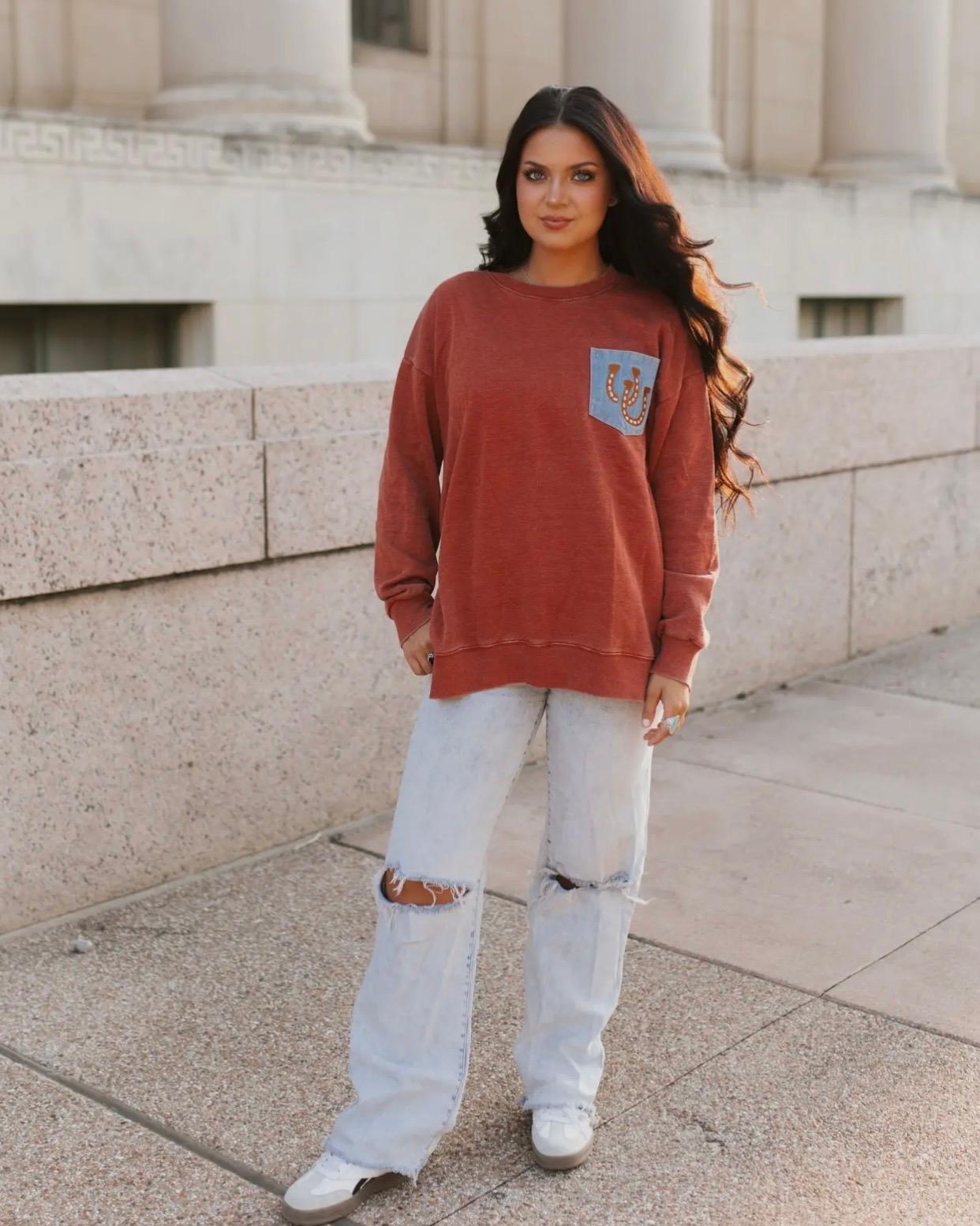 Lucky Rust Horseshoe Pullover