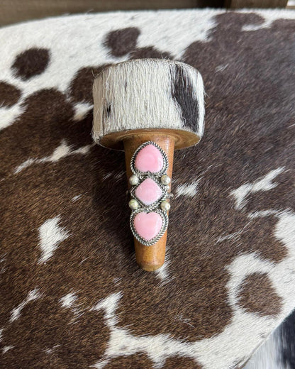 Pink Conch Heart & Dimond Shape Ring Adj. *Native