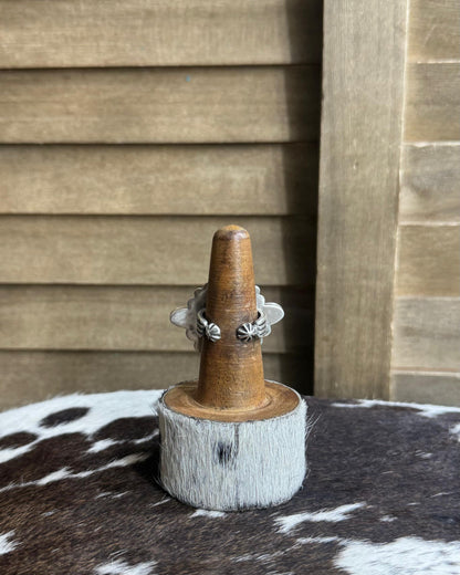 Four Stone Blue Turqouise Blossom Ring Adj *Native
