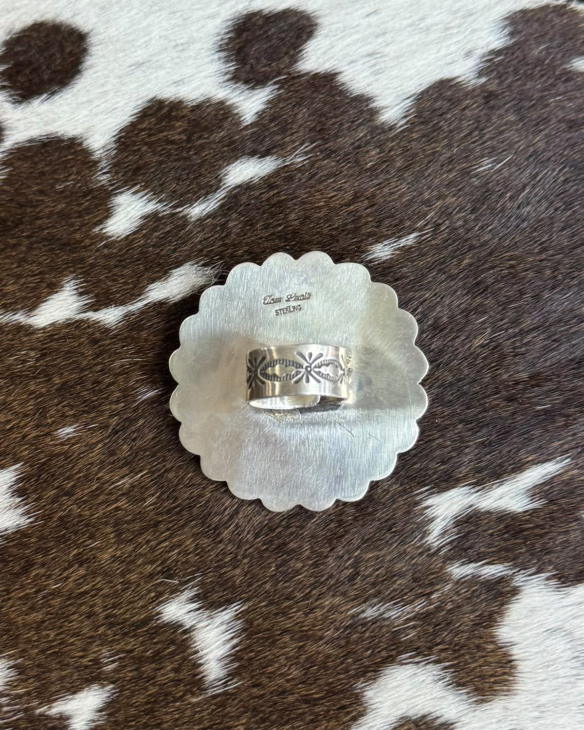 Round Silver Scalloped Adj. Ring *Native