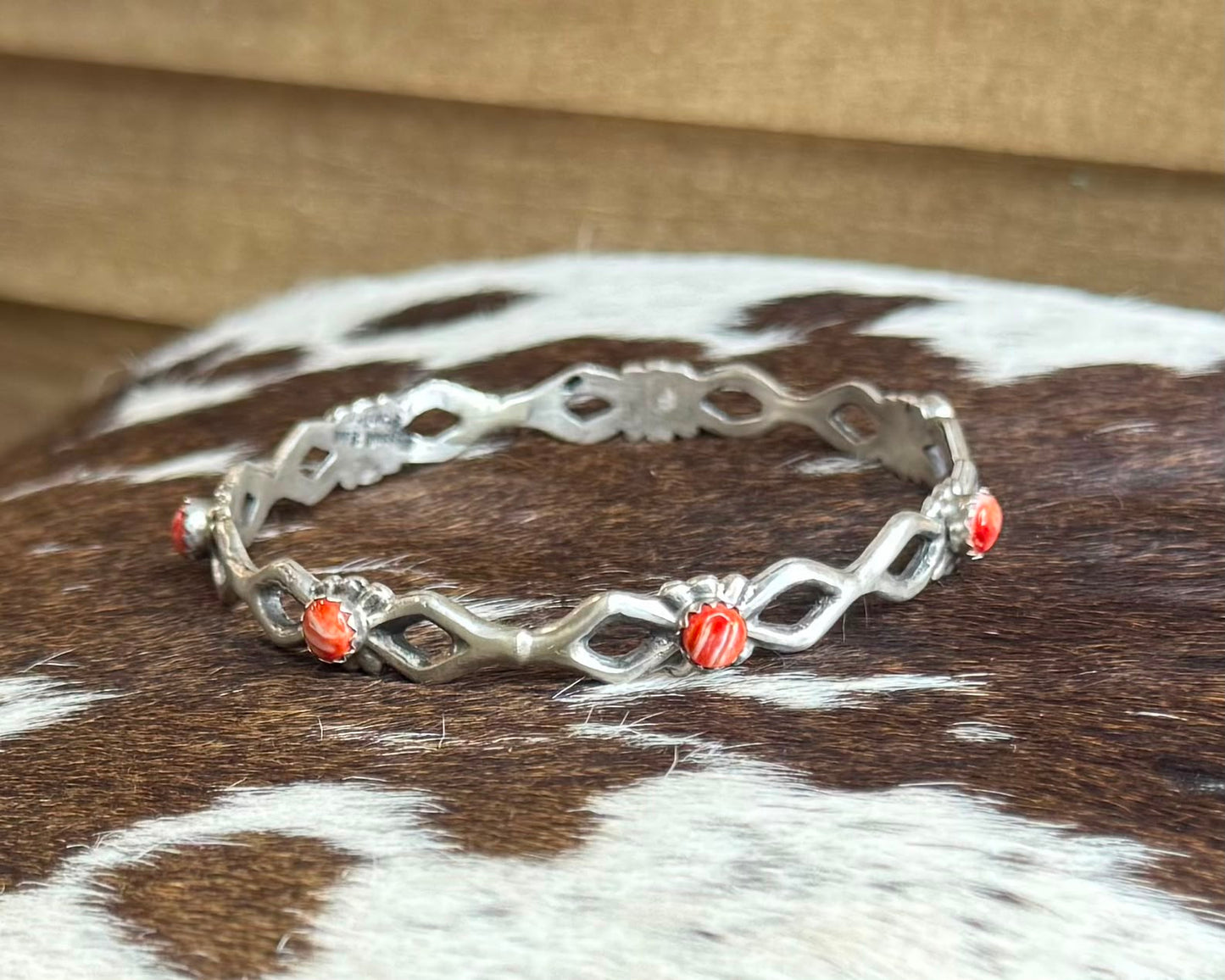 Sterling Red Spiny Bangle *Native