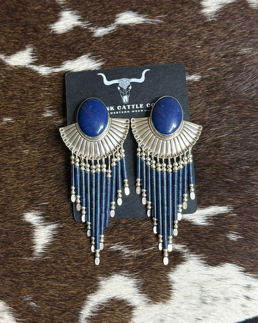 Navy Blue Clip On Earrings