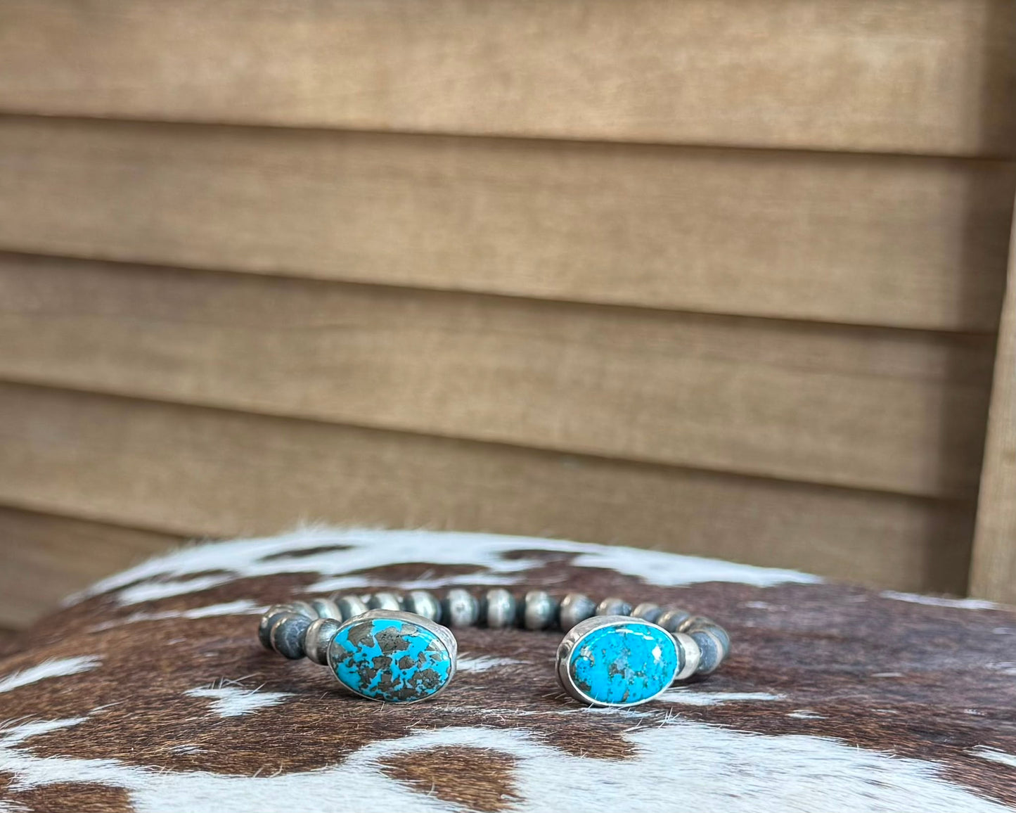 Blue Turquoise Sterling Pearl Cuff *Native