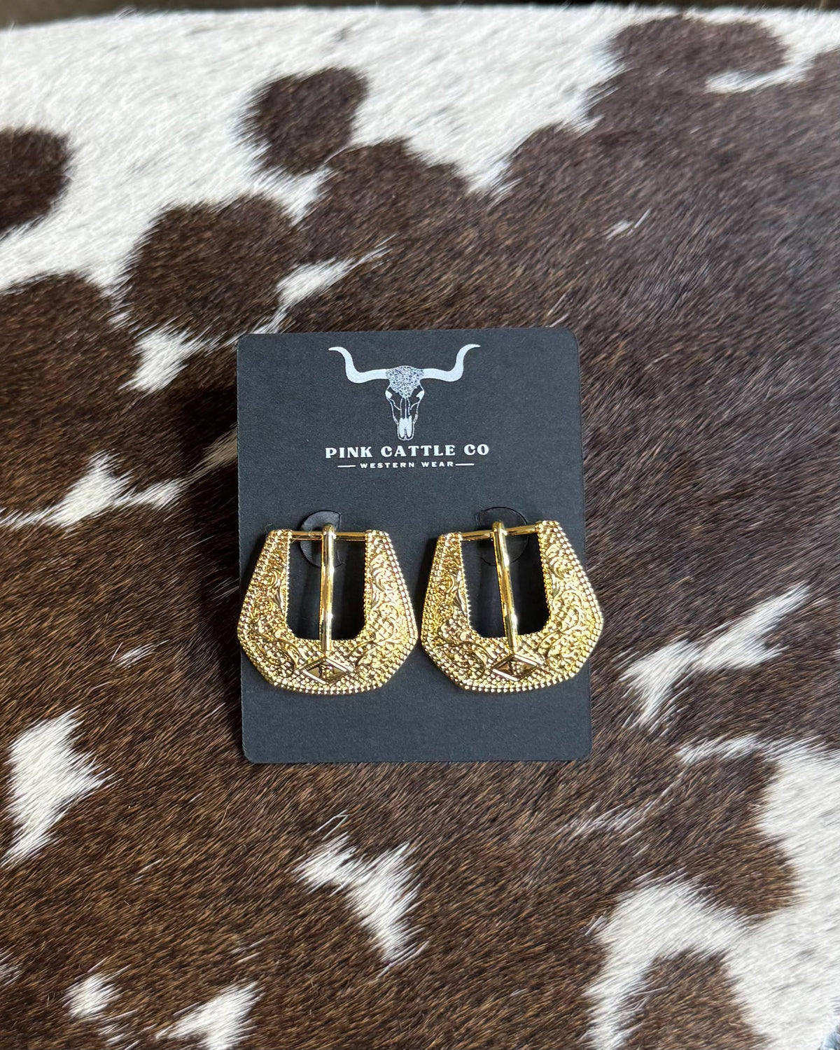 Small Gold Buckle Earrings