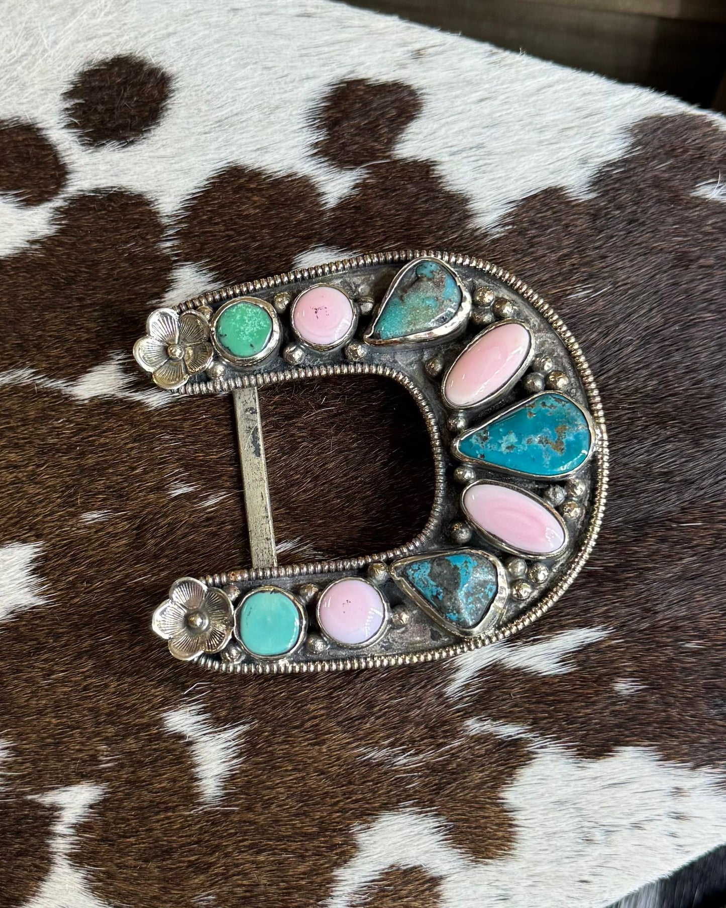 Tibet Pink Conch & Turquoise Buckle