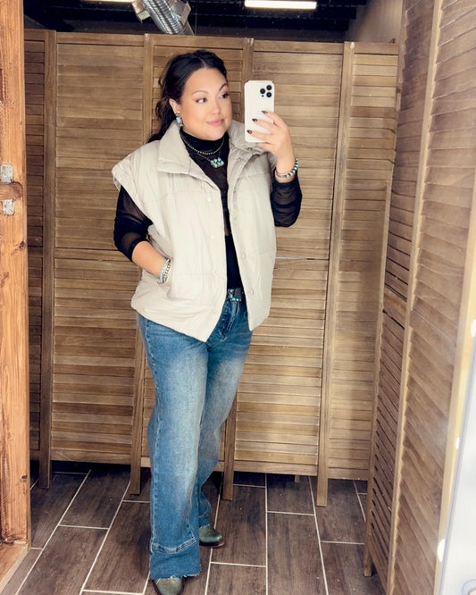 Neutral Cowgirl Button Up Vest