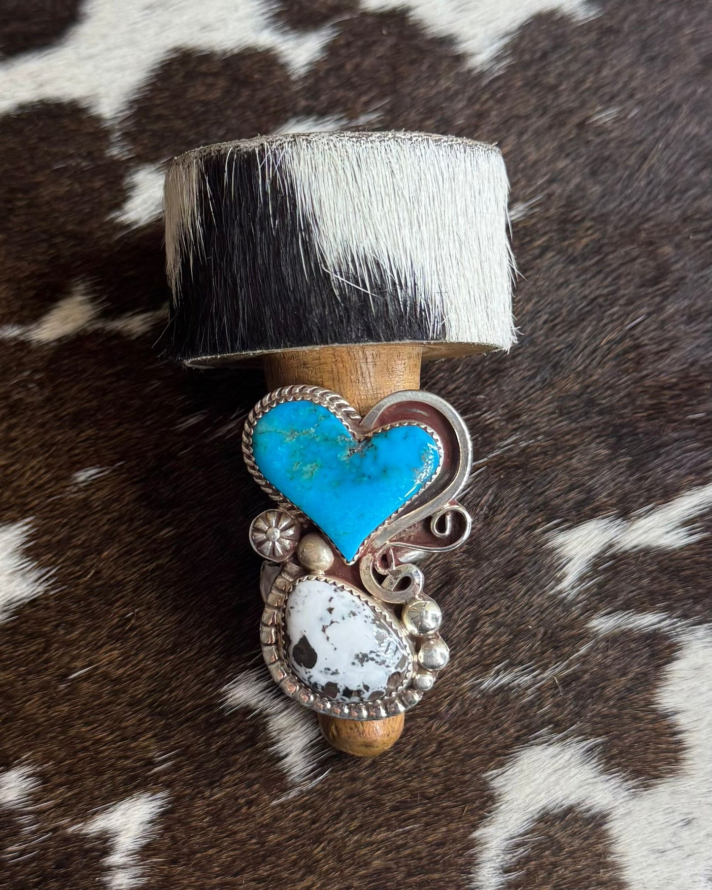 Turquoise Heart & White Buffalo Ring *Native