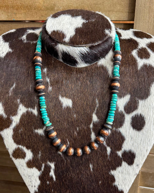 22" Cloud Mountain Turquoise Copper Necklace NonNative