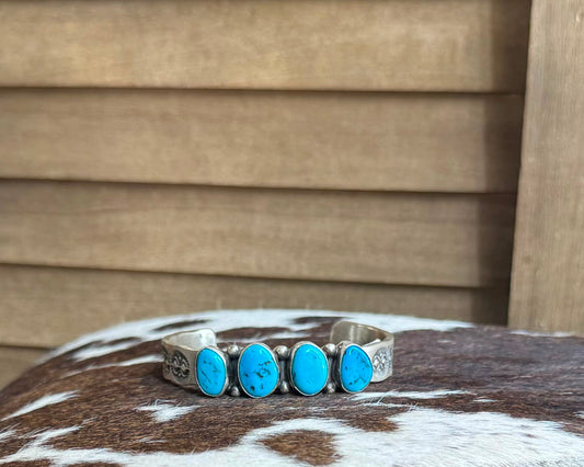 4 Stone Oval Sleeping Beauty Cuff *Native