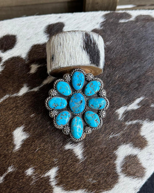 Blue Kingman Cluster Ring Adj. * Native