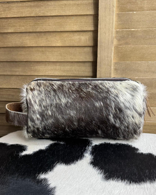 Brown Cowhide Makeup Bag