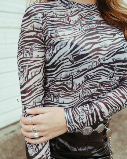 Let’s Get Mesh Zebra Wild Top