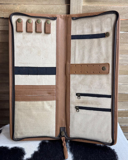 Cowhide & Tooled Jewelry Travel Jewelry Case *Tan