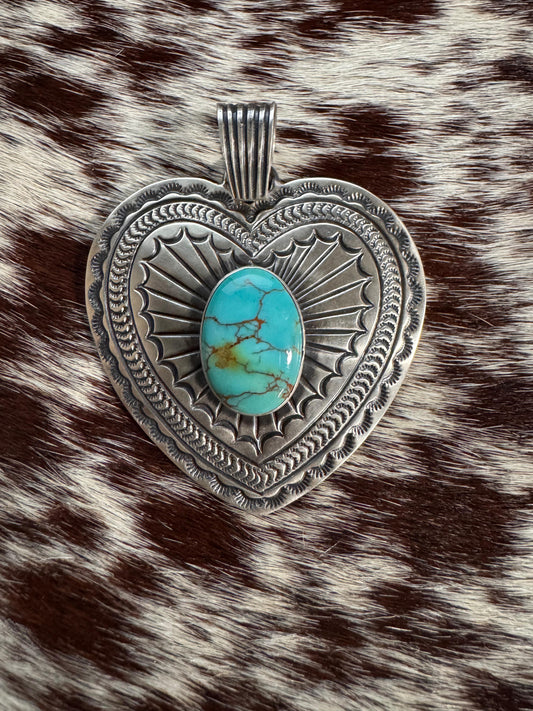 Silver & Turquoise Heart Pendant *Native