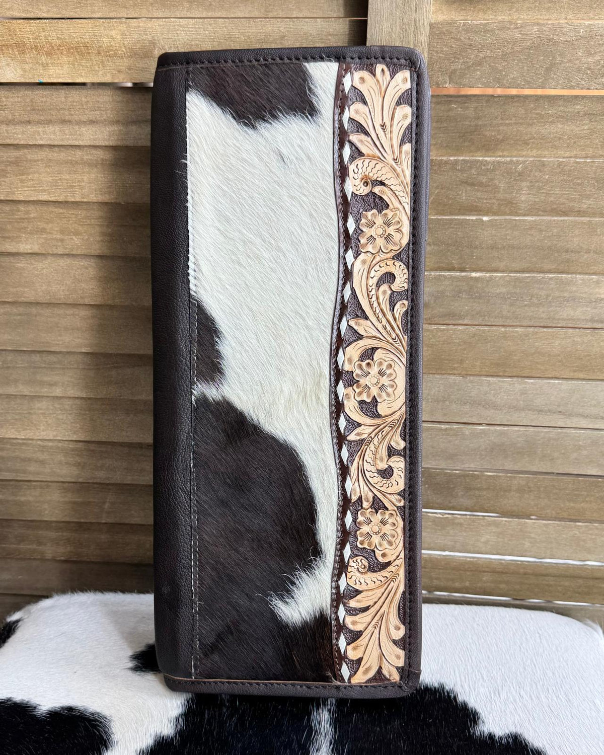 Cowhide & Tooled Travel Jewelry Case *Chocolate Brown