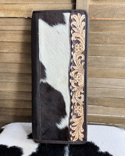 Cowhide & Tooled Travel Jewelry Case *Chocolate Brown
