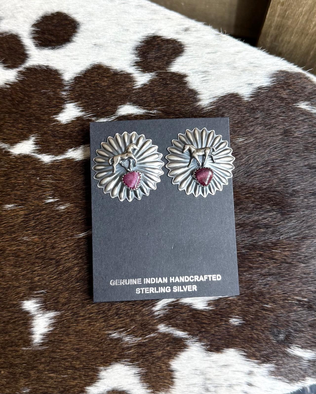 Purple Spiny Horse Concho Earrings *Native