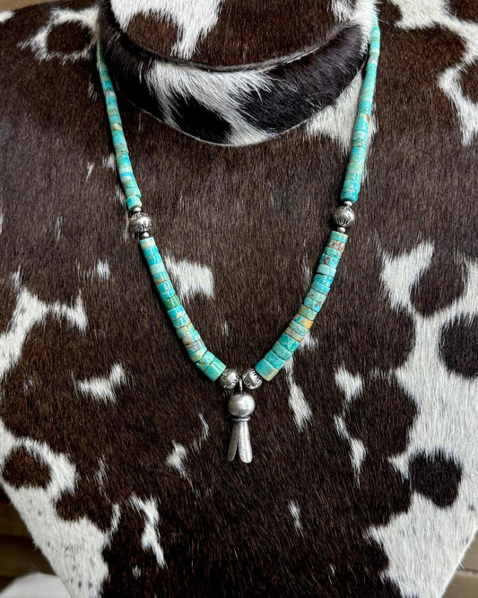 18" Natural Turquoise Flower Blossom Stacker