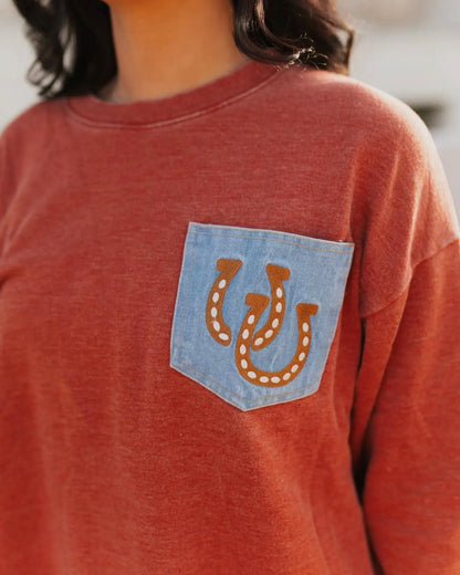 Lucky Rust Horseshoe Pullover