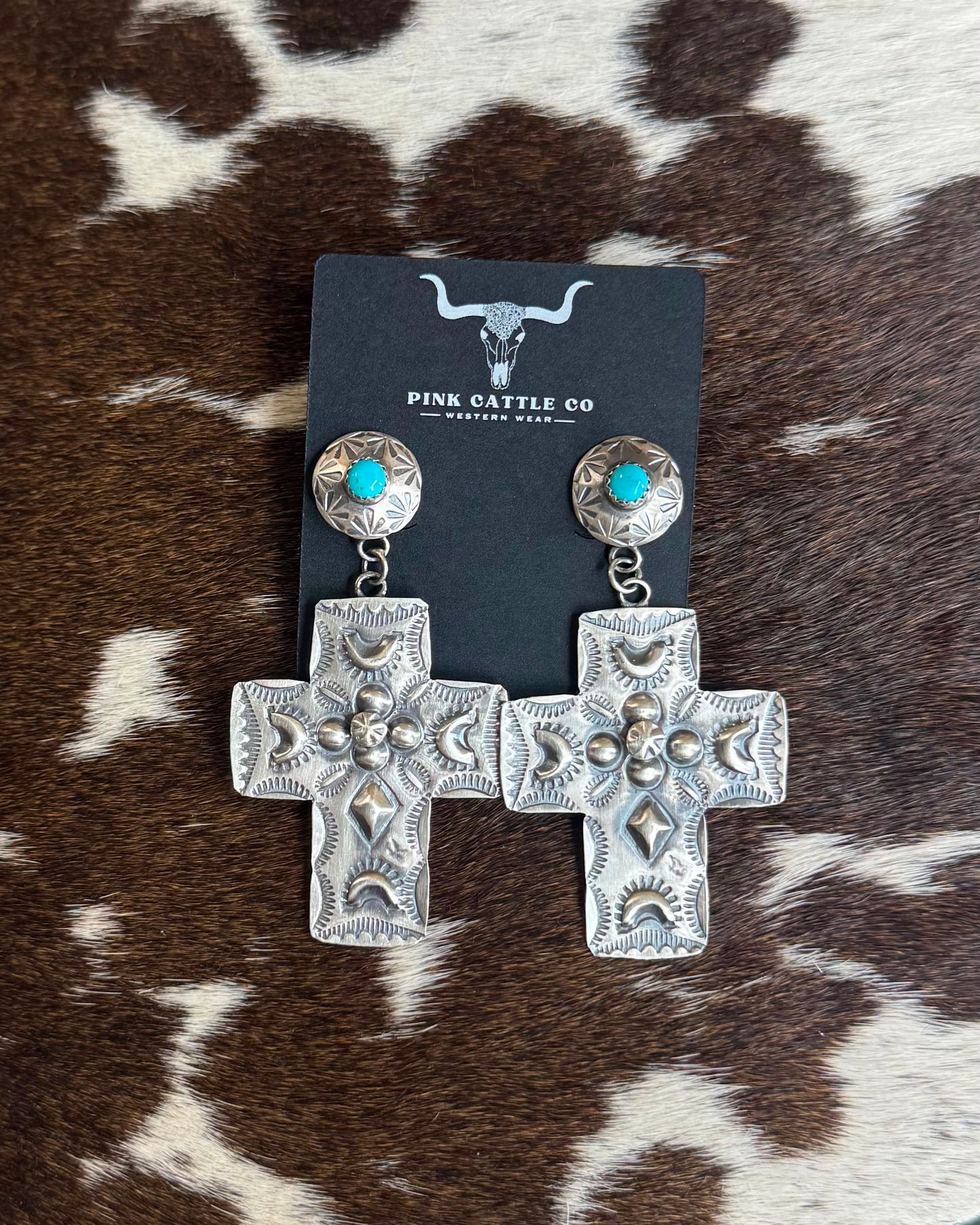 Sterling Stamp Cross Earrings *Native