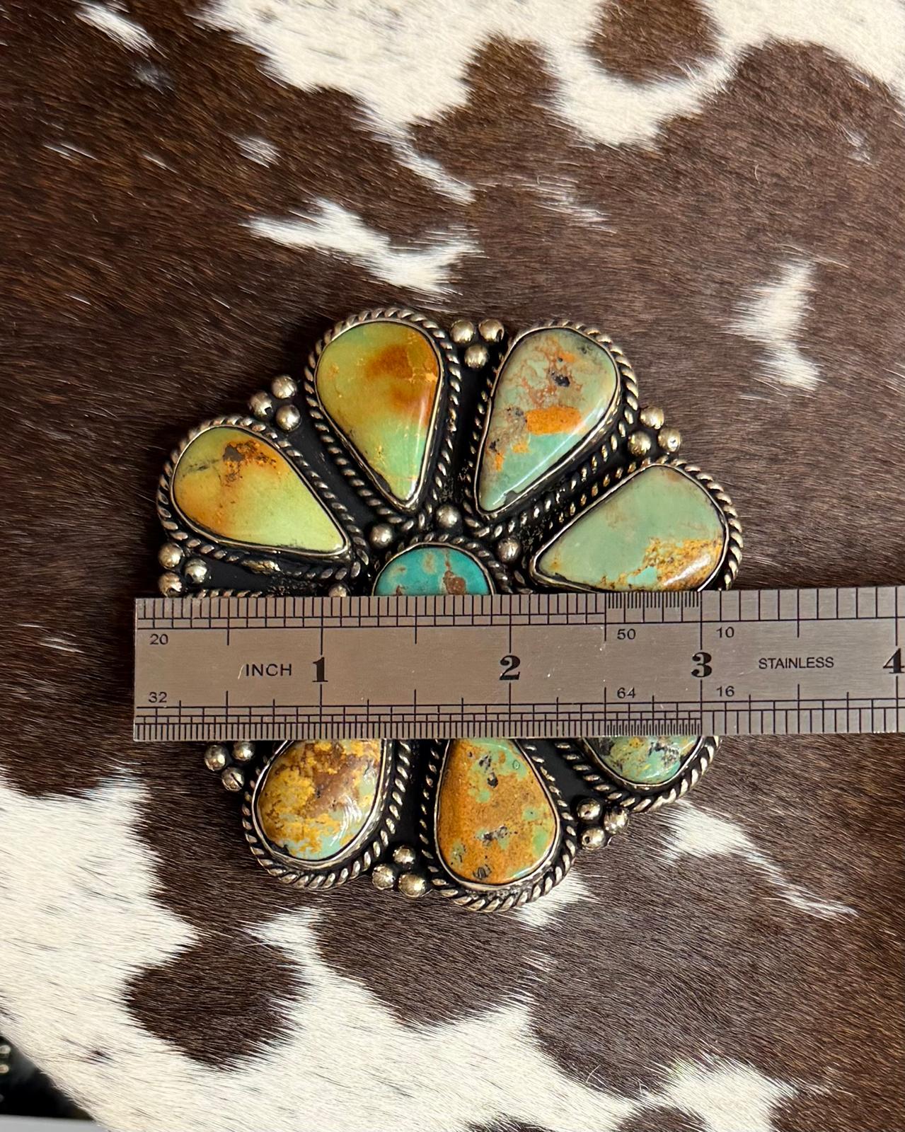 German Silver Tiber Turquoise Buckle