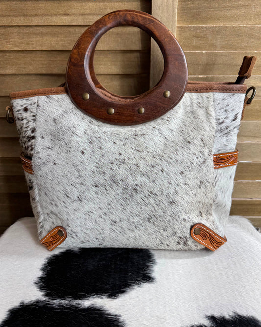 AD Wood Handle Cow Hide Crossbody