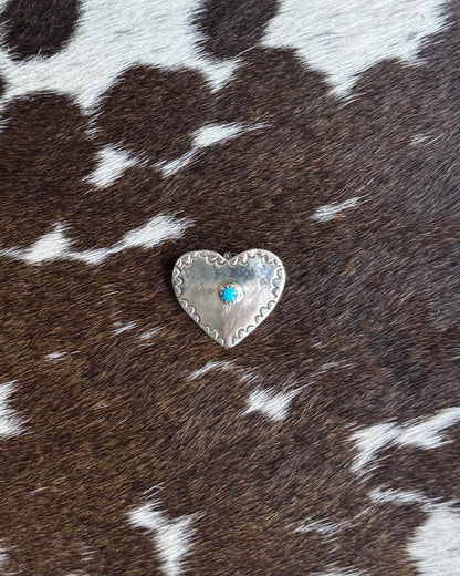Silver One Stone Heart Pin/ Pendant *Native