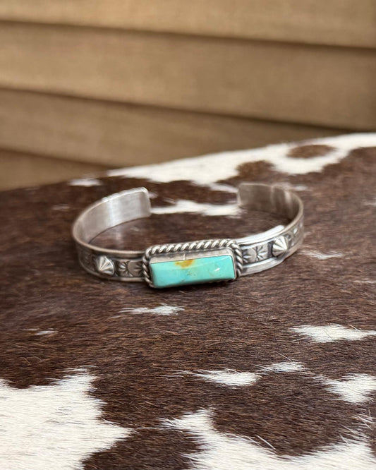 Green Kingman Bar Sterling Cuff *Native