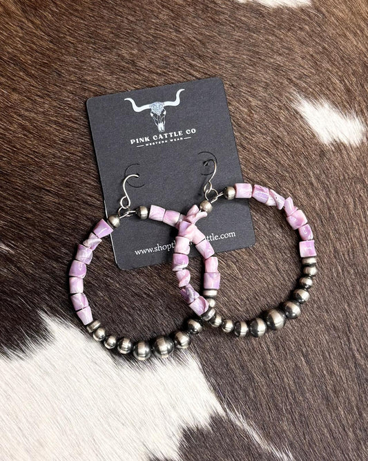 Purple Navajo Pearl Hoop Earrings *Native