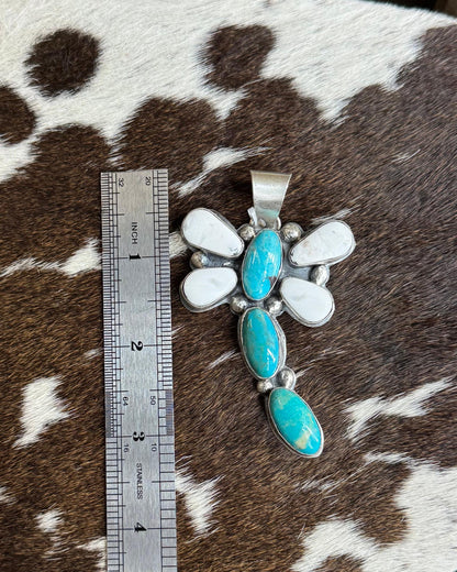 White Buffalo & Turquoise Dragonfly Pendant *Native