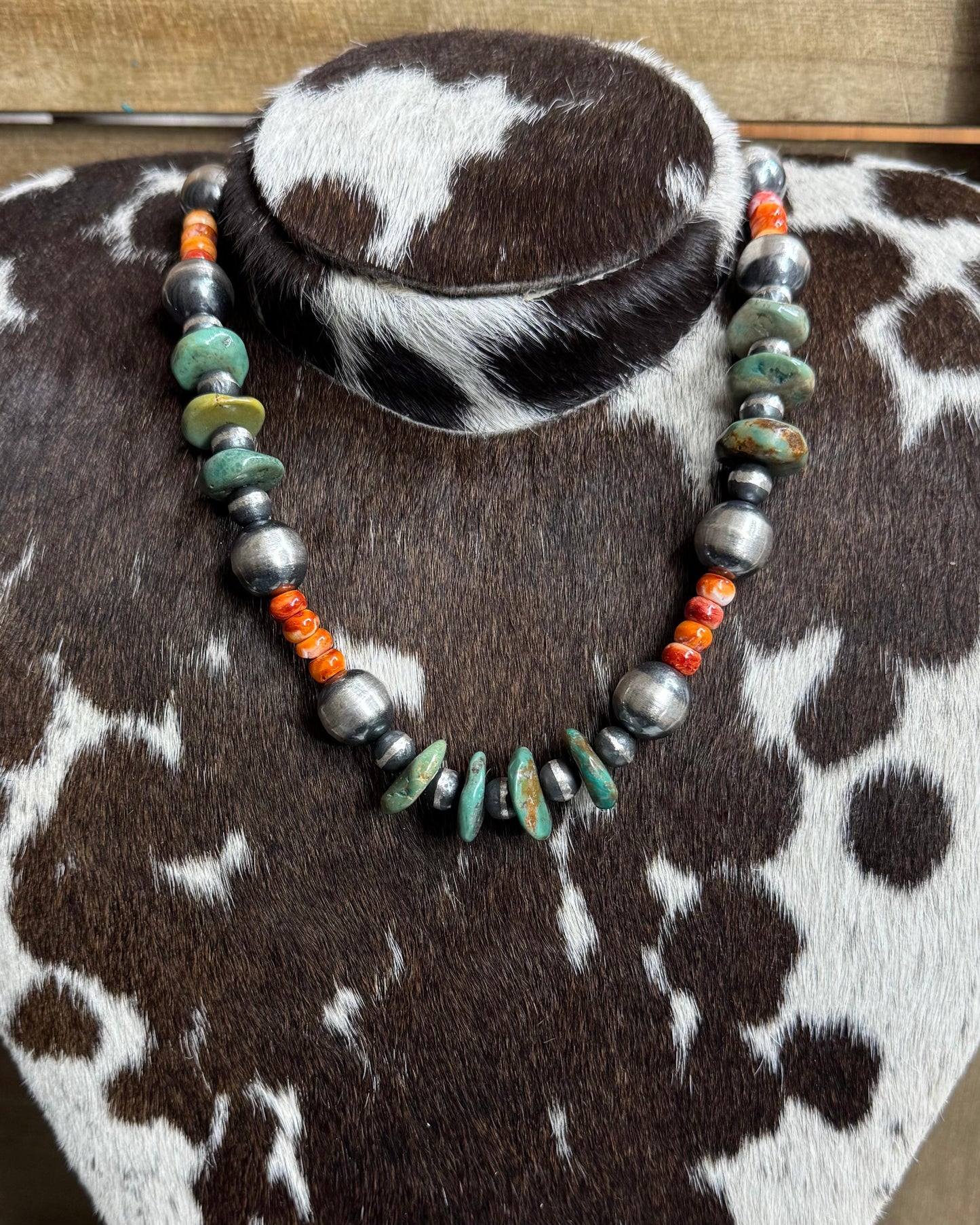 Chimney Butte Spiny & Kingman Navajo Pearl Necklace
