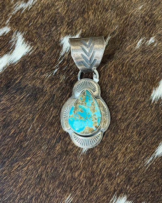 Teardrop Hand Stamped Border Pendant