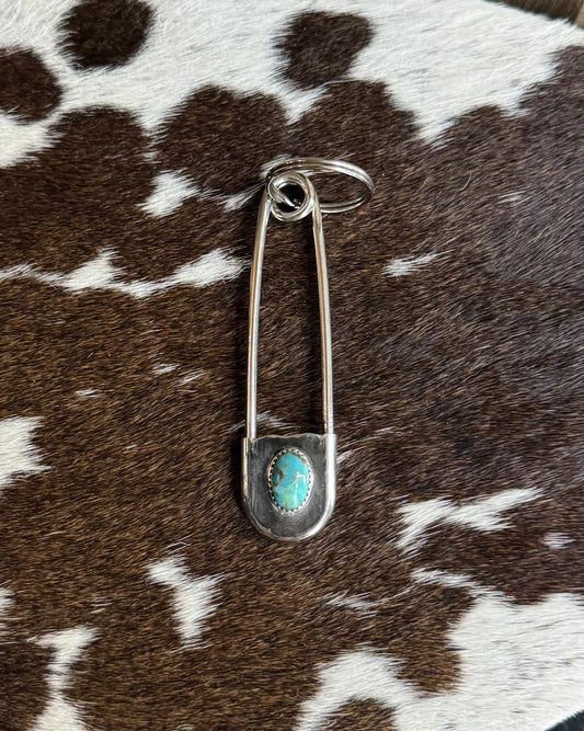 Blue Turquoise Stone Safety Pin *Native