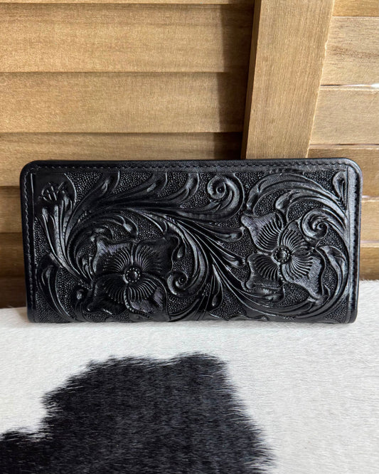AD Black Tooled Wallet