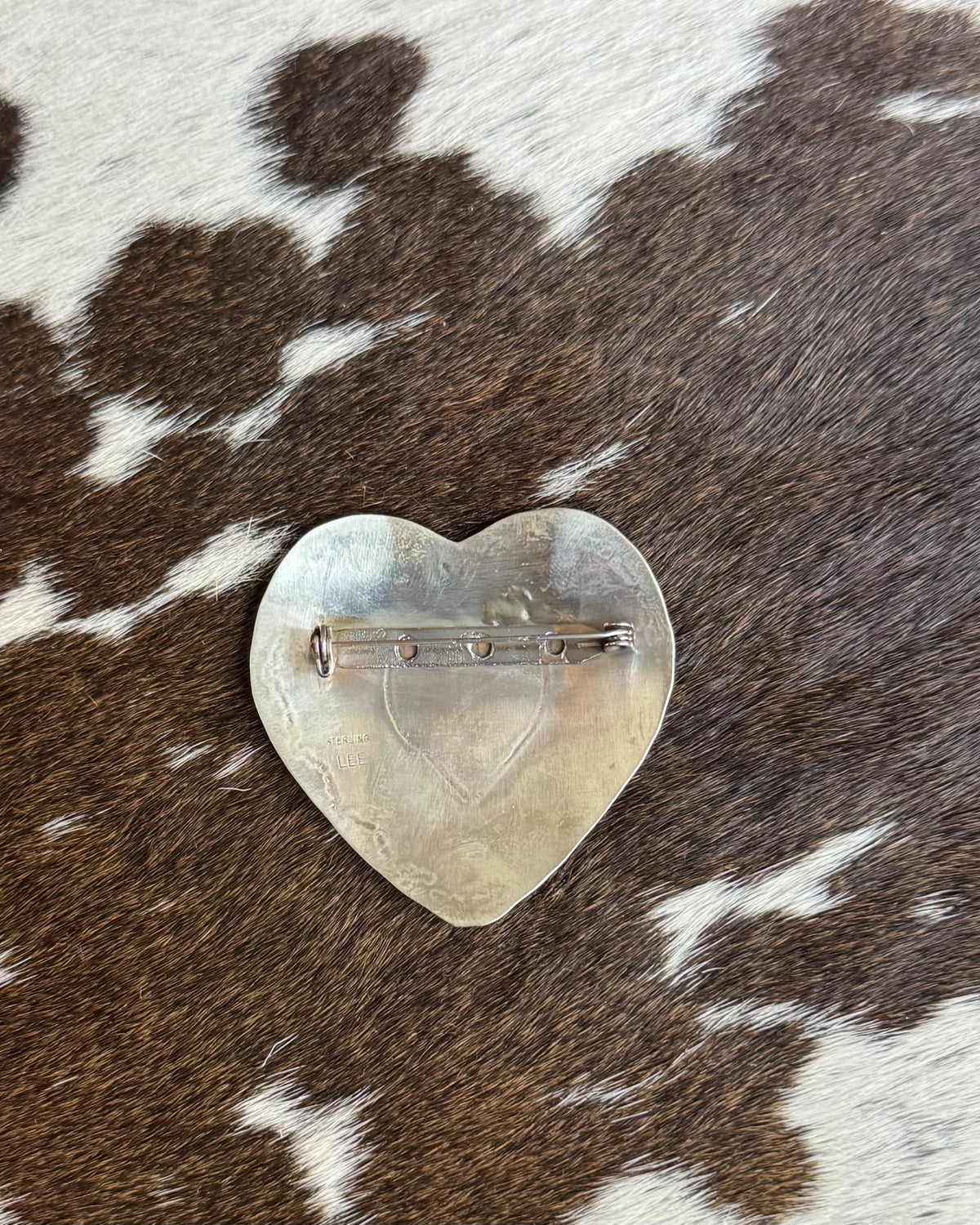 Silver Stamped Heart Pin *Native