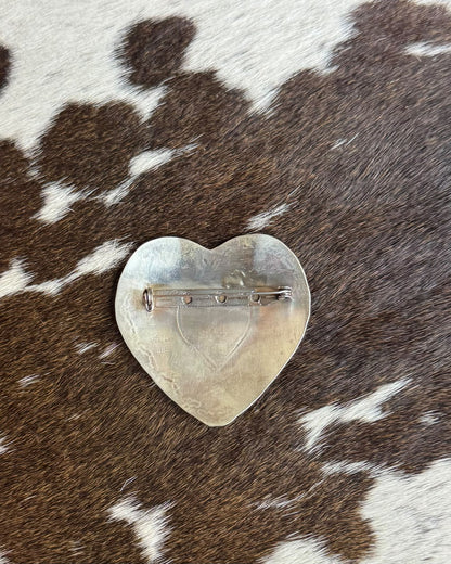 Silver Stamped Heart Pin *Native