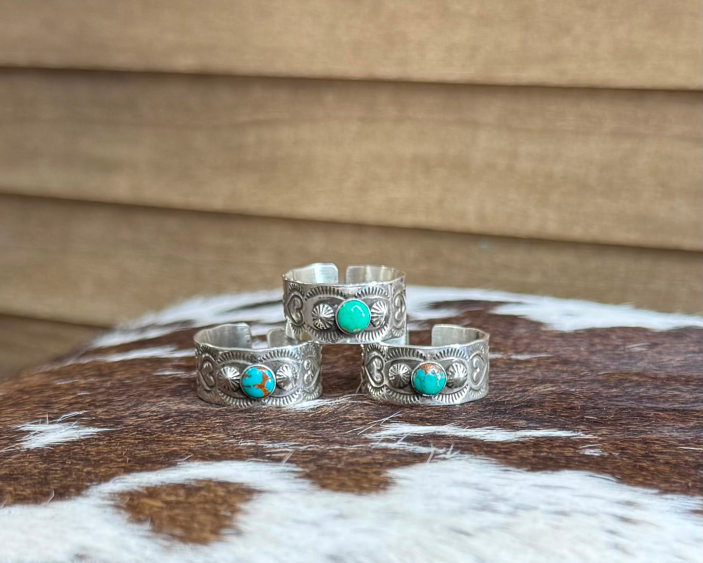Green Turquoise Sterling Band Ring *Native
