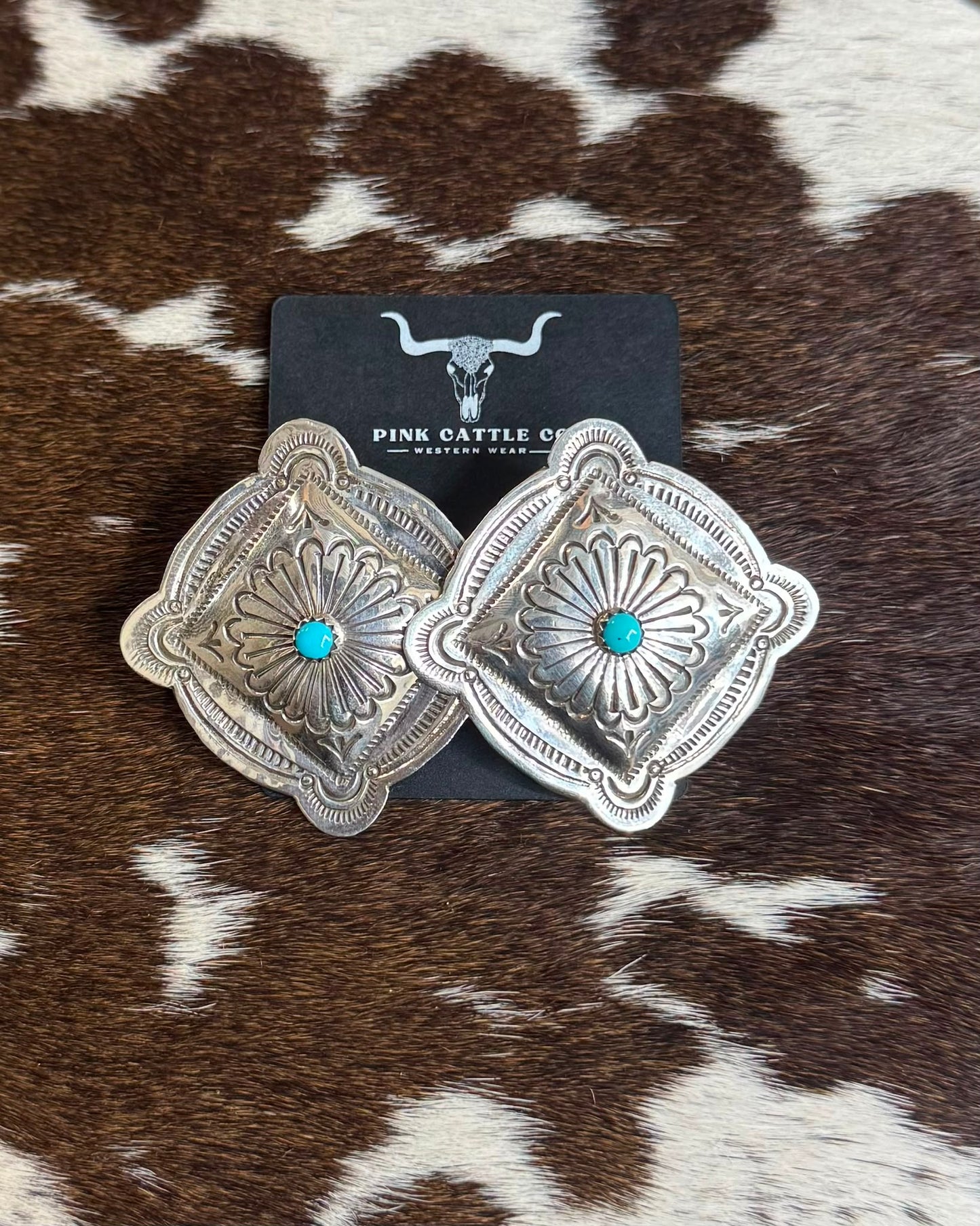 Diamond Shape Concho Earrings *Native