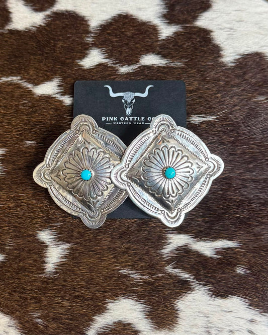 Diamond Shape Concho Earrings *Native