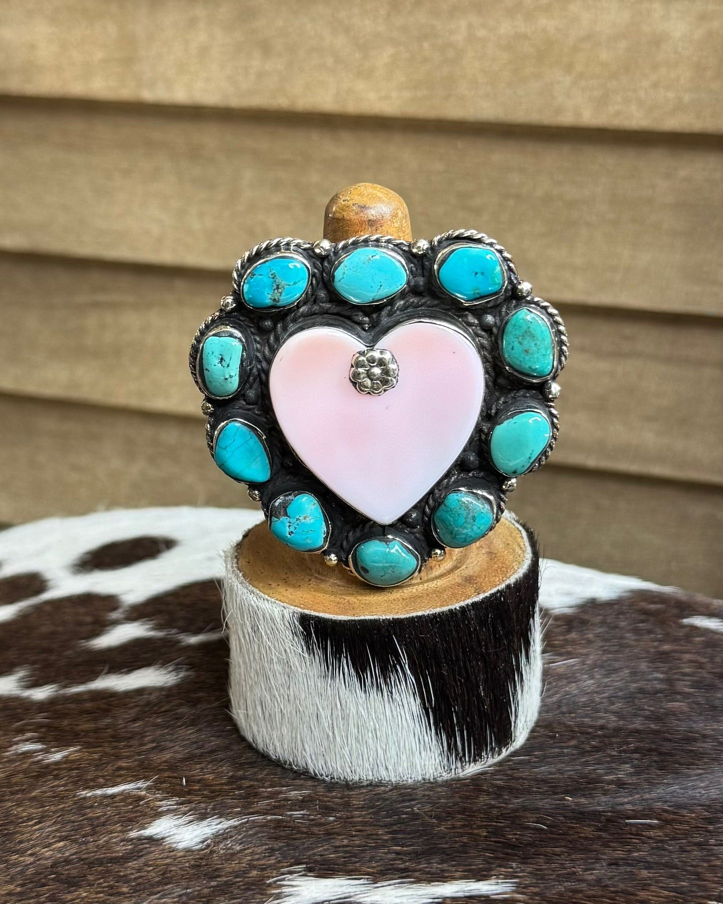 Pink Conch & Turquoise Heart Ring *NonNative