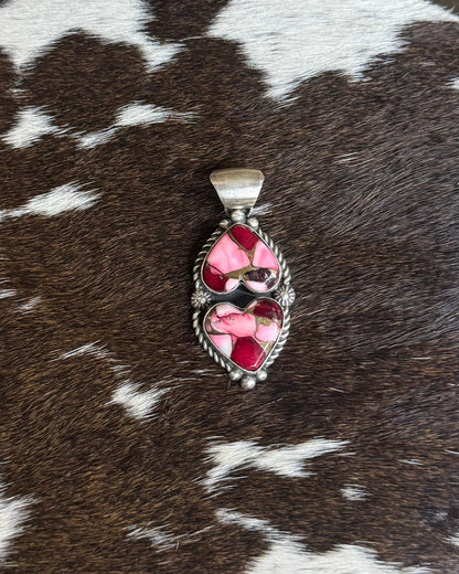 Double Heart Rose Dahlia Pendant *Native