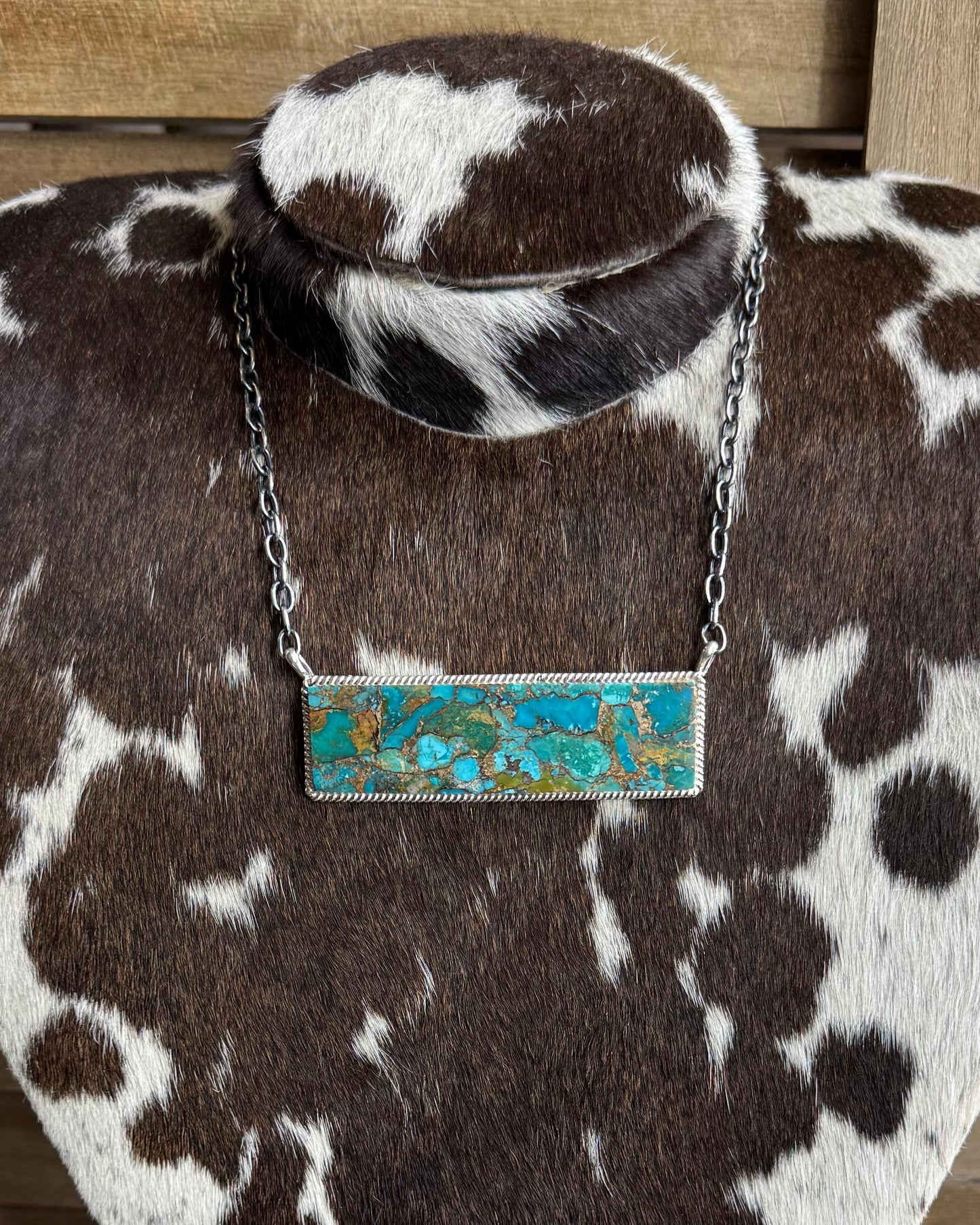 XL Copper Turquoise Bar Necklace *Native