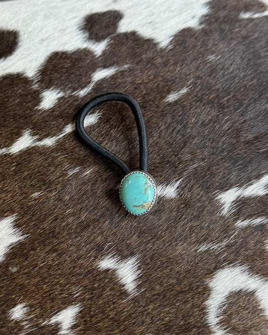 Round Kingman Turquoise Hair Tie *Native